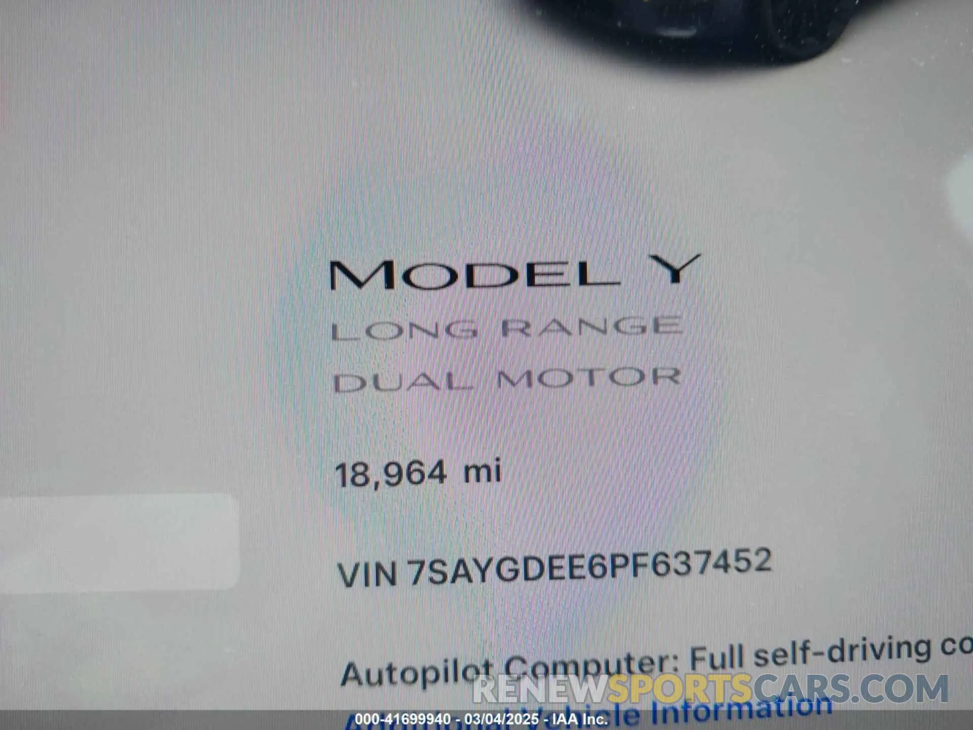 15 Photograph of a damaged car 7SAYGDEE6PF637452 TESLA MODEL Y 2023