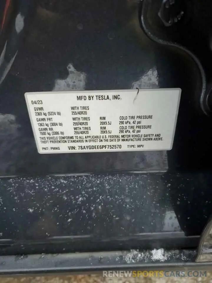 12 Photograph of a damaged car 7SAYGDEE6PF752570 TESLA MODEL Y 2023