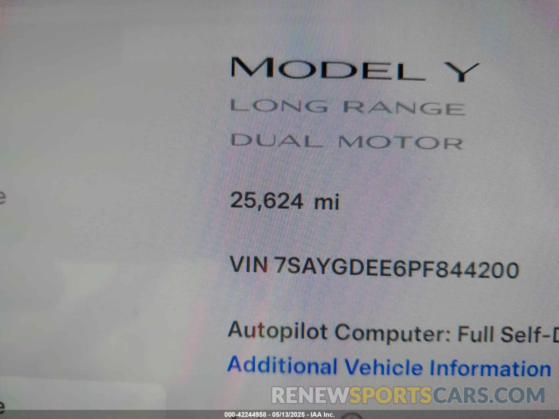 16 Фотография поврежденного автомобиля 7SAYGDEE6PF844200 TESLA MODEL Y 2023