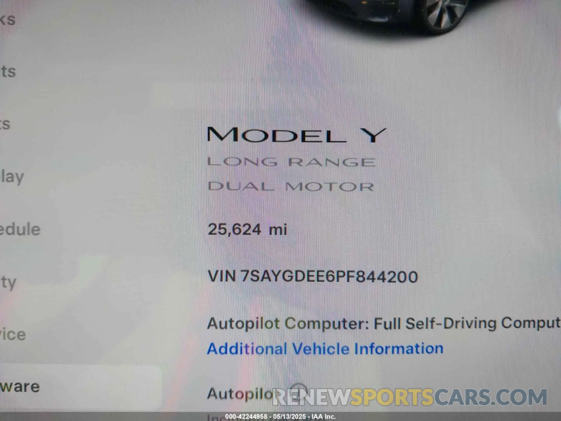 7 Фотография поврежденного автомобиля 7SAYGDEE6PF844200 TESLA MODEL Y 2023