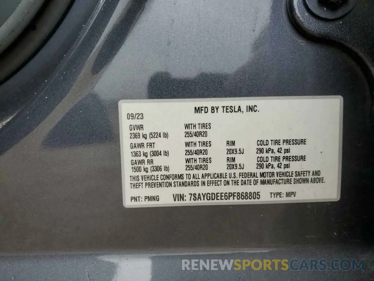 13 Фотография поврежденного автомобиля 7SAYGDEE6PF868805 TESLA MODEL Y 2023