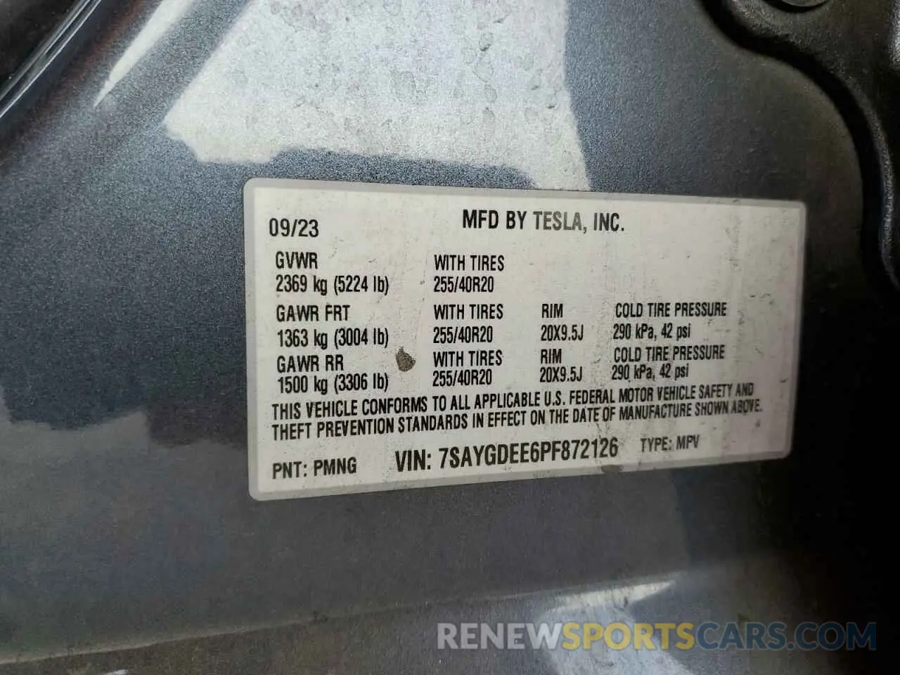 14 Фотография поврежденного автомобиля 7SAYGDEE6PF872126 TESLA MODEL Y 2023