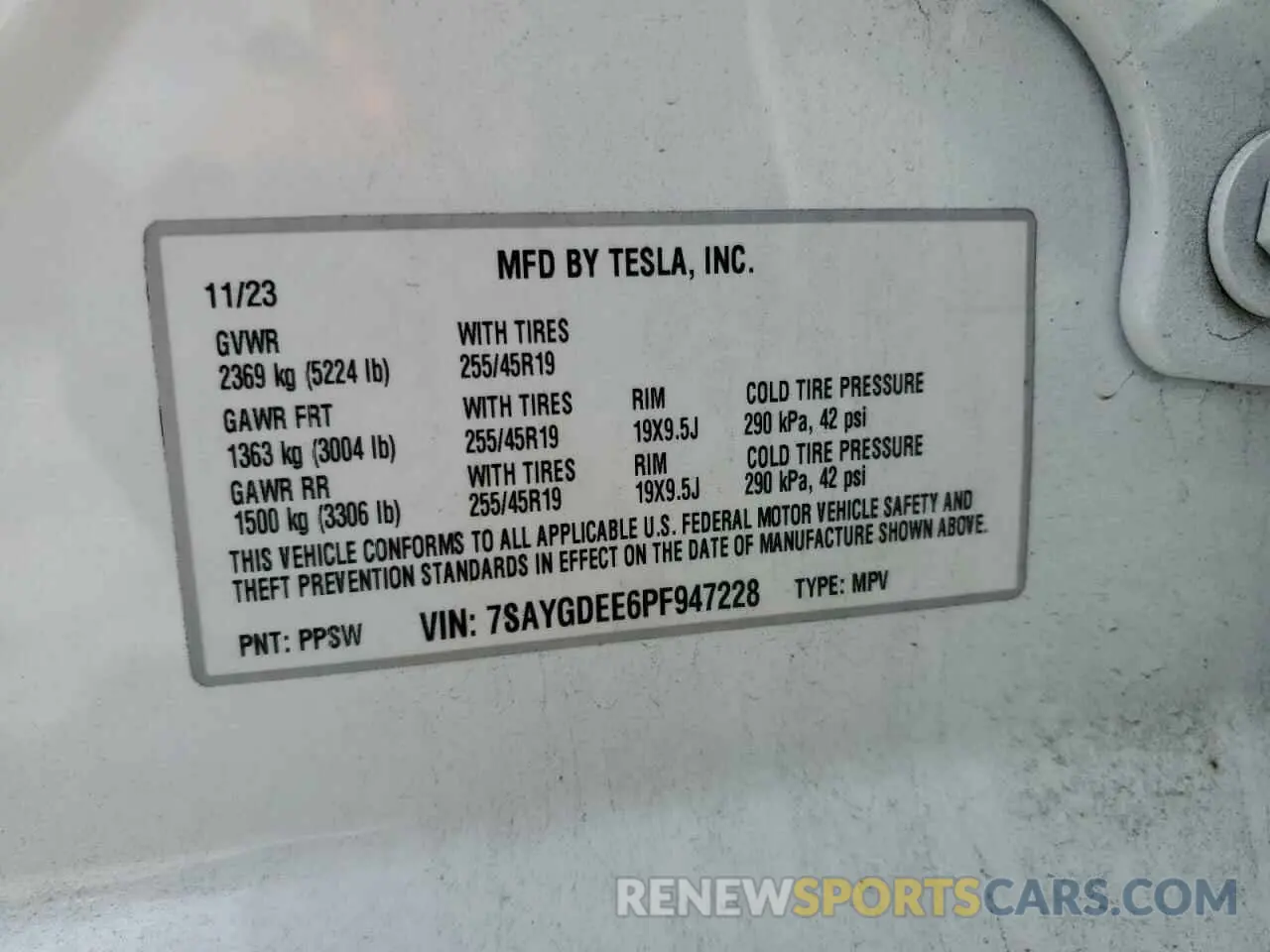 13 Фотография поврежденного автомобиля 7SAYGDEE6PF947228 TESLA MODEL Y 2023