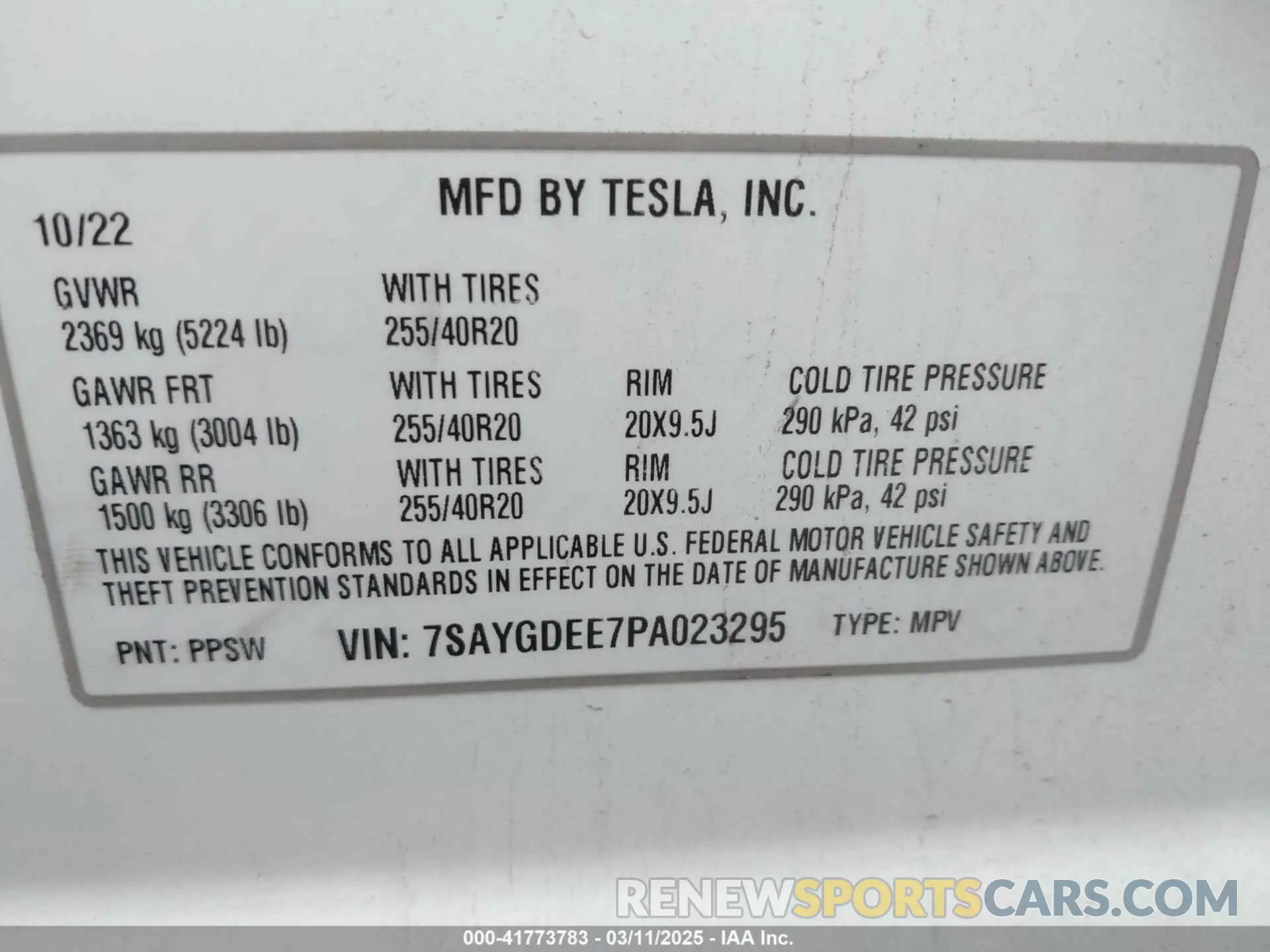 9 Фотография поврежденного автомобиля 7SAYGDEE7PA023295 TESLA MODEL Y 2023