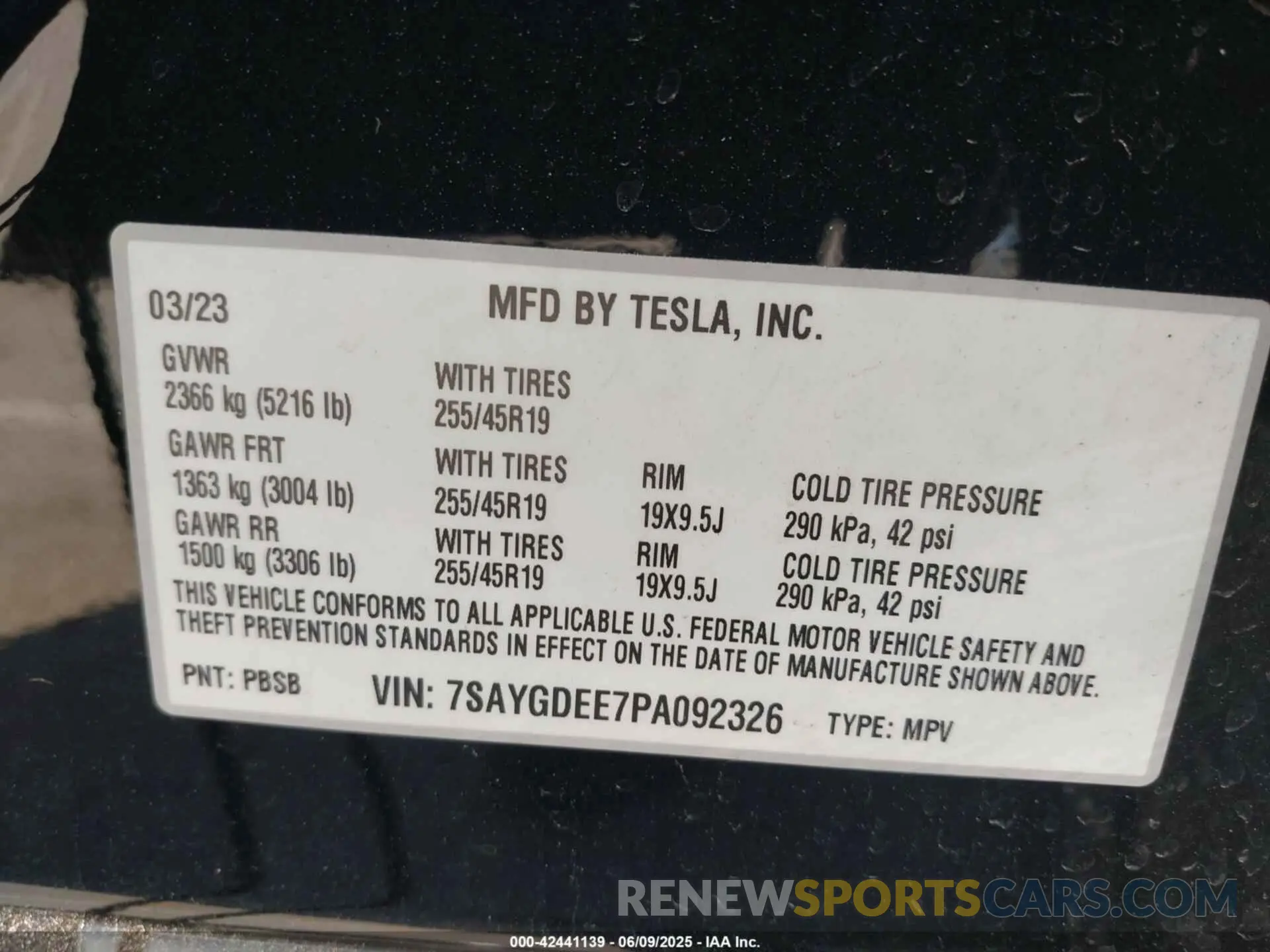 9 Фотография поврежденного автомобиля 7SAYGDEE7PA092326 TESLA MODEL Y 2023