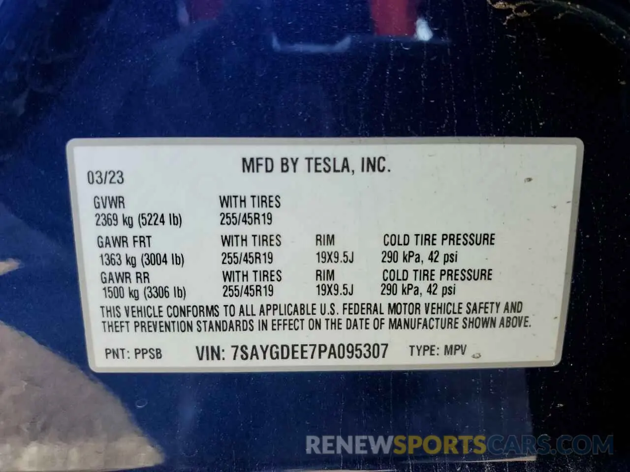 13 Фотография поврежденного автомобиля 7SAYGDEE7PA095307 TESLA MODEL Y 2023