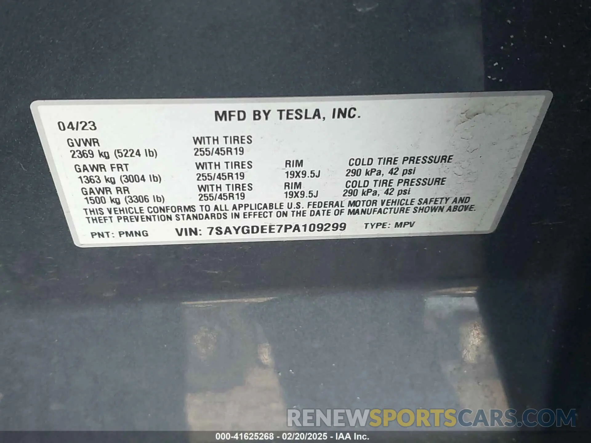 9 Фотография поврежденного автомобиля 7SAYGDEE7PA109299 TESLA MODEL Y 2023