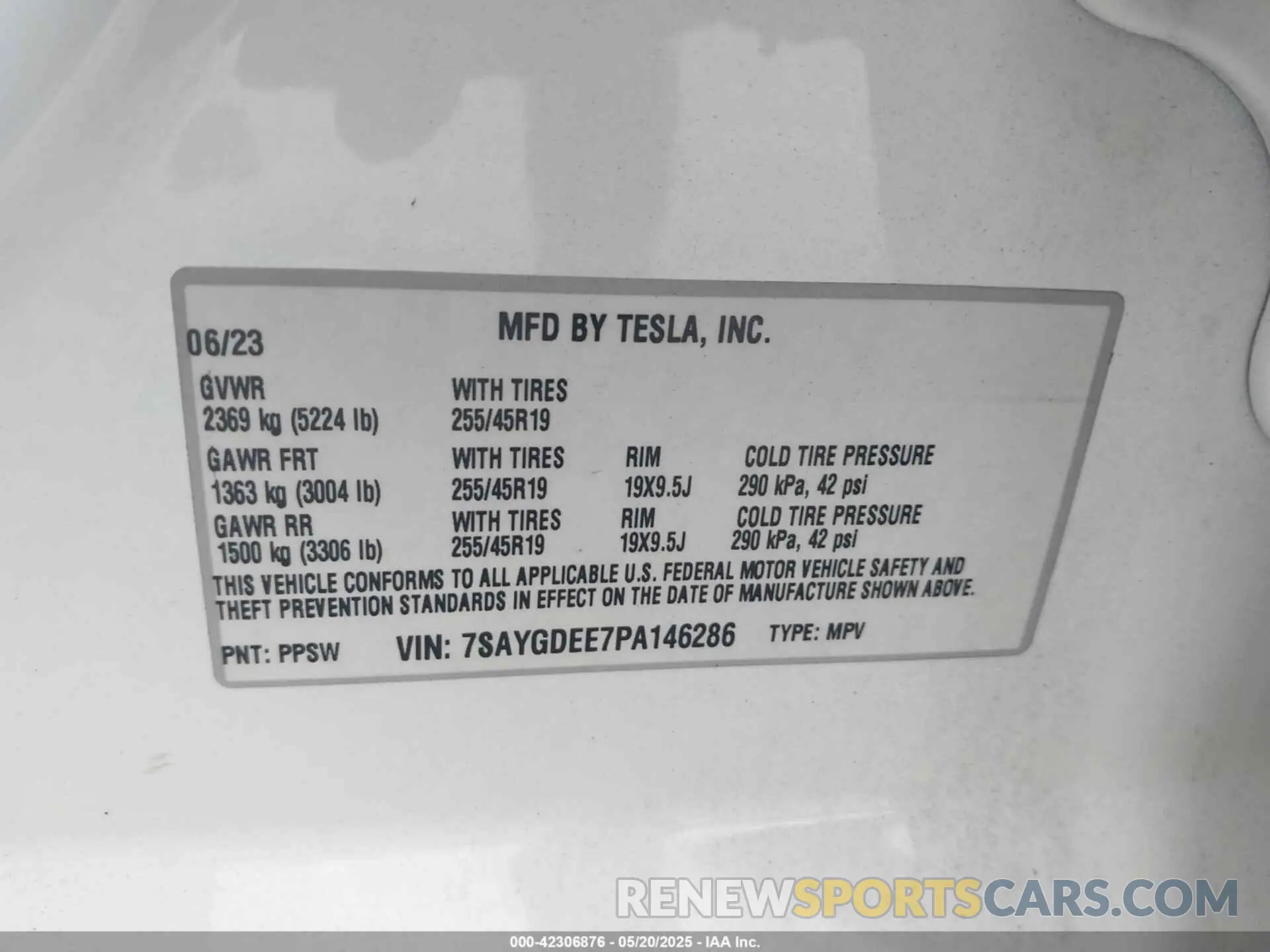 9 Photograph of a damaged car 7SAYGDEE7PA146286 TESLA MODEL Y 2023