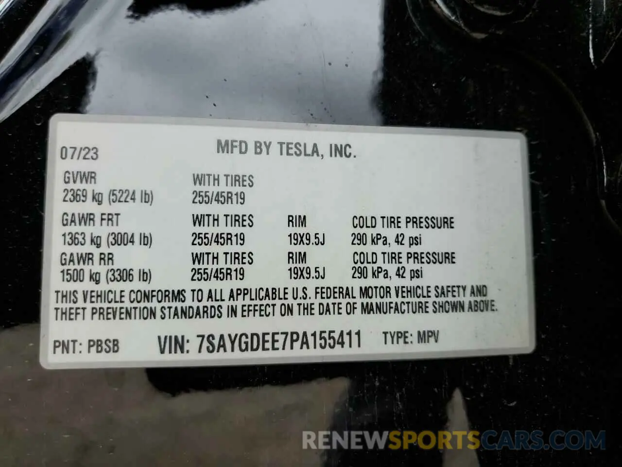 13 Фотография поврежденного автомобиля 7SAYGDEE7PA155411 TESLA MODEL Y 2023