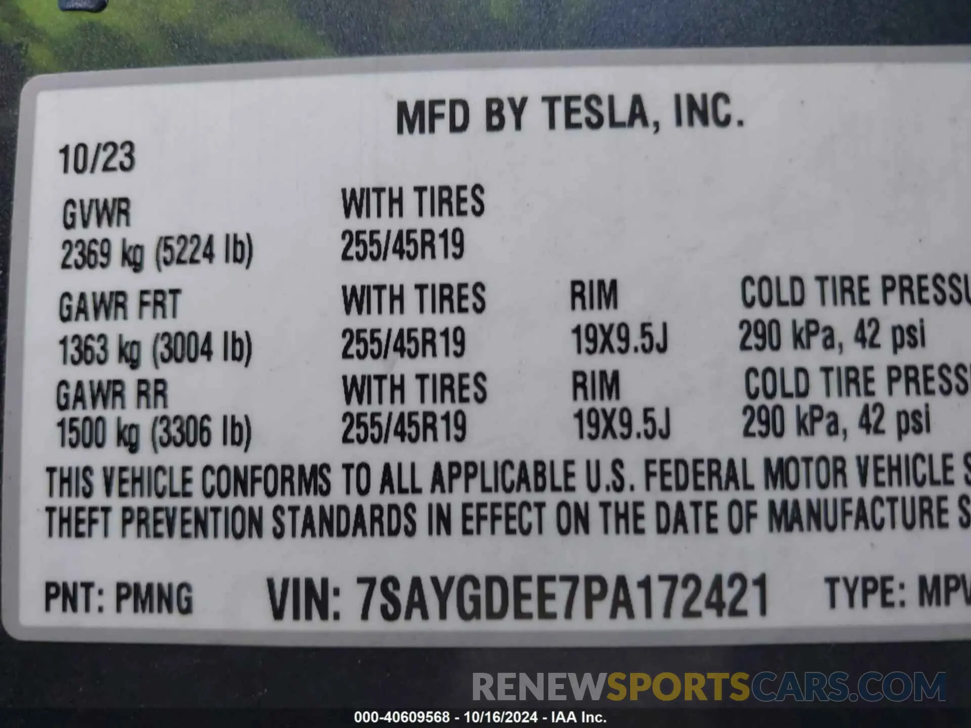 9 Photograph of a damaged car 7SAYGDEE7PA172421 TESLA MODEL Y 2023