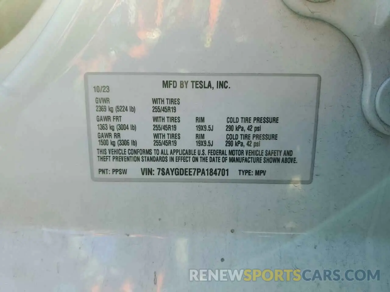 13 Фотография поврежденного автомобиля 7SAYGDEE7PA184701 TESLA MODEL Y 2023