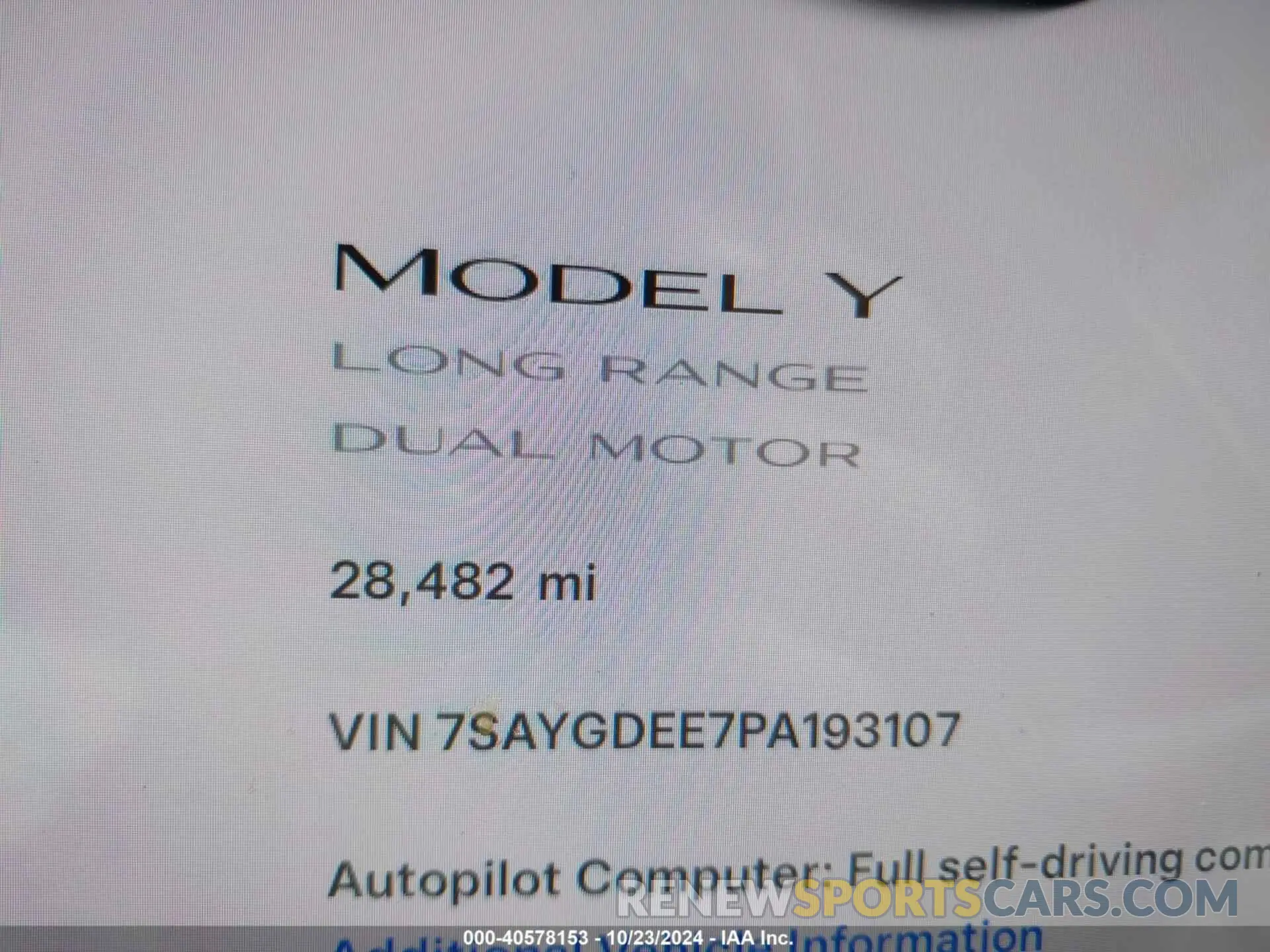 16 Photograph of a damaged car 7SAYGDEE7PA193107 TESLA MODEL Y 2023