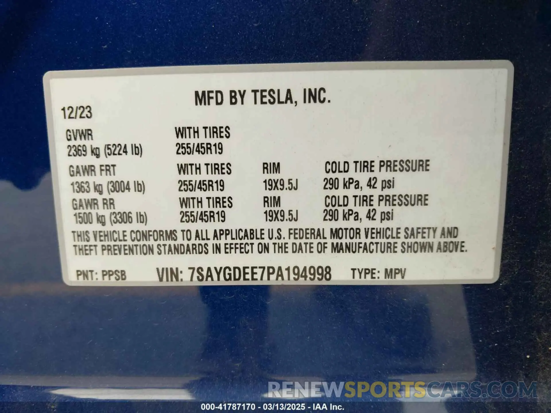9 Photograph of a damaged car 7SAYGDEE7PA194998 TESLA MODEL Y 2023