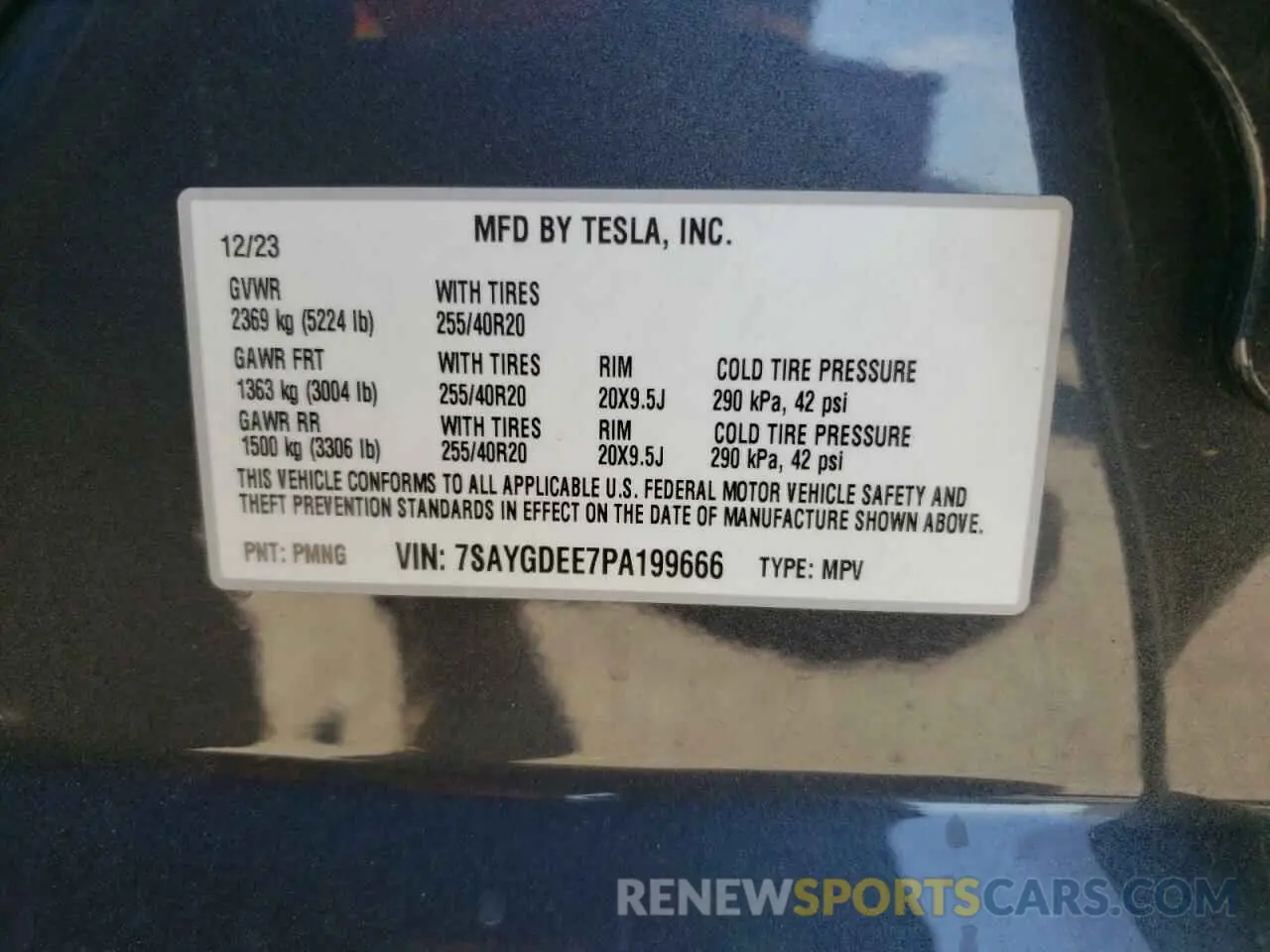 13 Фотография поврежденного автомобиля 7SAYGDEE7PA199666 TESLA MODEL Y 2023