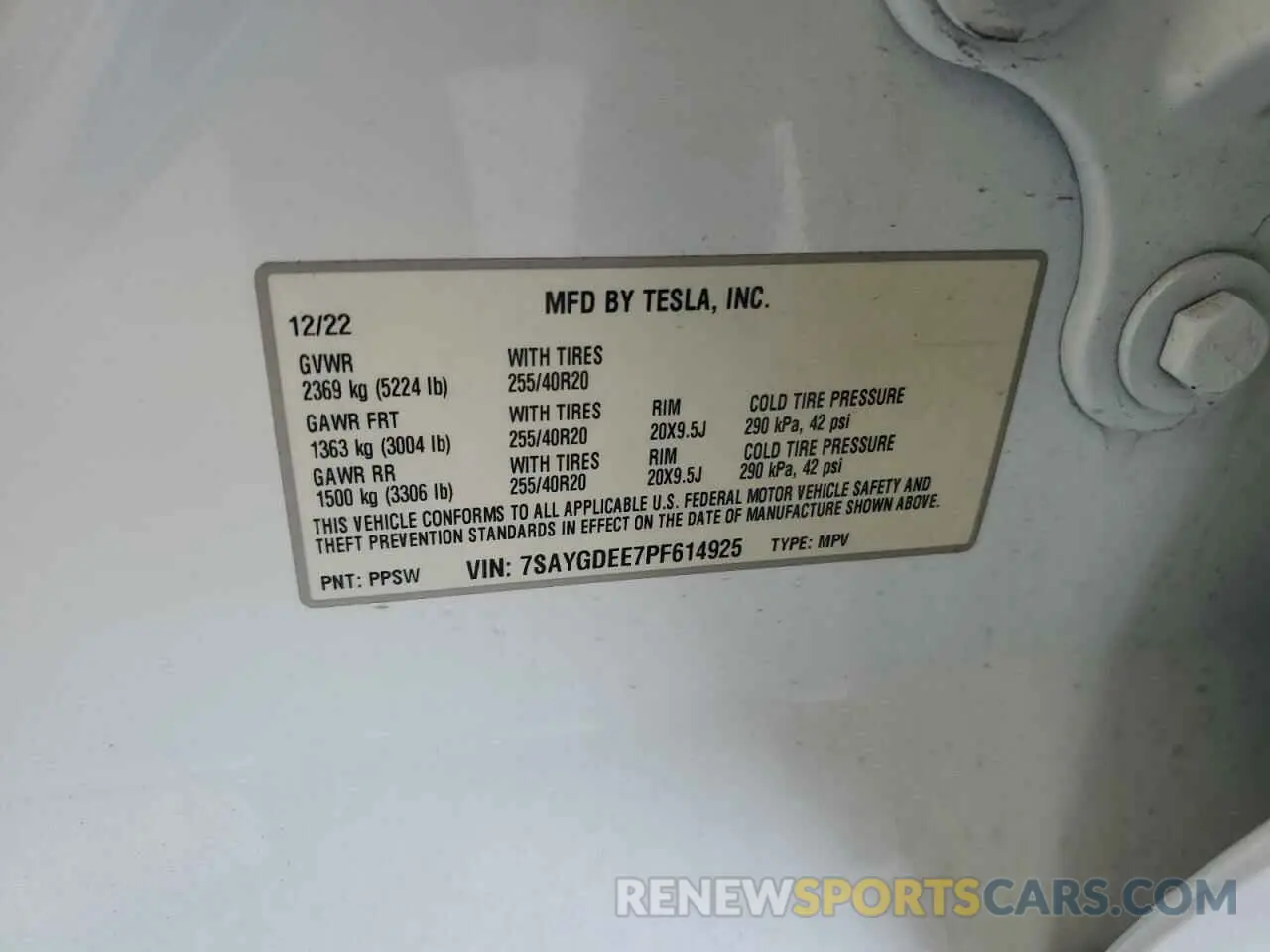 12 Фотография поврежденного автомобиля 7SAYGDEE7PF614925 TESLA MODEL Y 2023