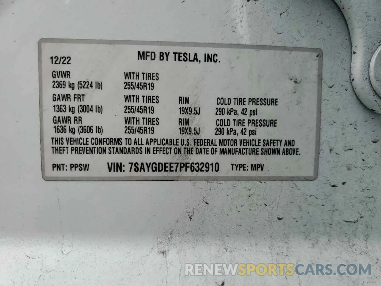 13 Фотография поврежденного автомобиля 7SAYGDEE7PF632910 TESLA MODEL Y 2023