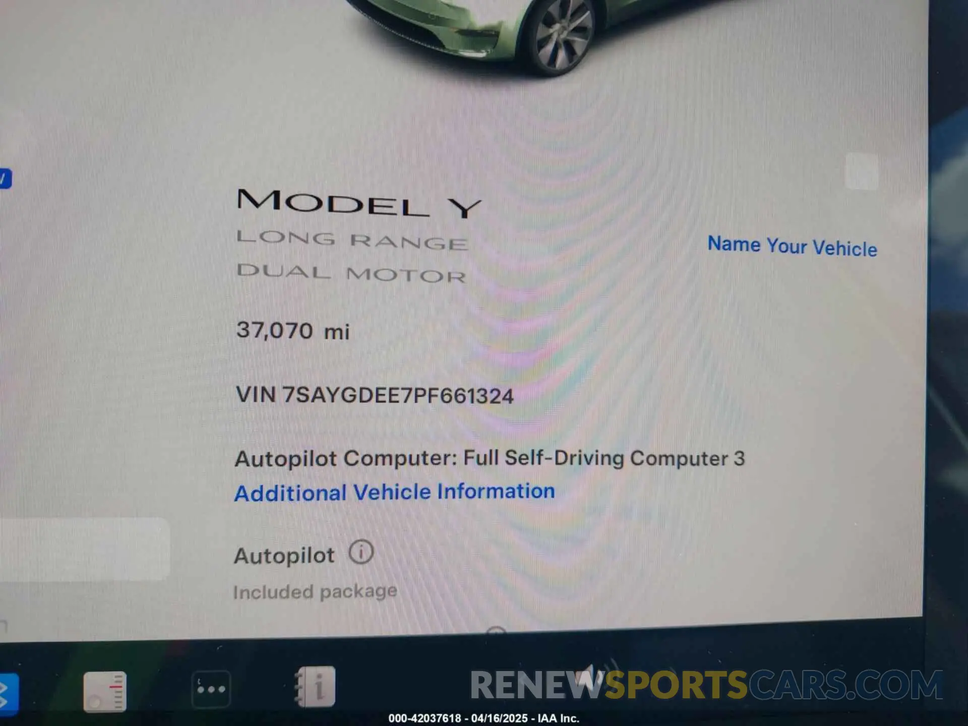 7 Фотография поврежденного автомобиля 7SAYGDEE7PF661324 TESLA MODEL Y 2023