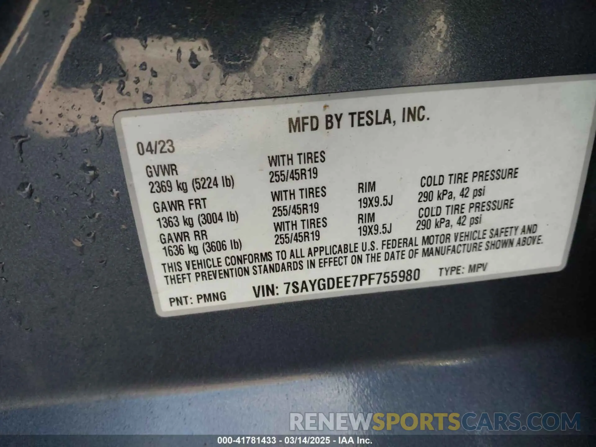 9 Фотография поврежденного автомобиля 7SAYGDEE7PF755980 TESLA MODEL Y 2023