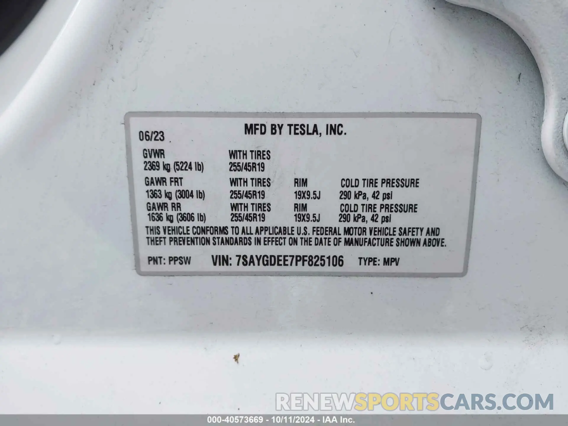 9 Фотография поврежденного автомобиля 7SAYGDEE7PF825106 TESLA MODEL Y 2023