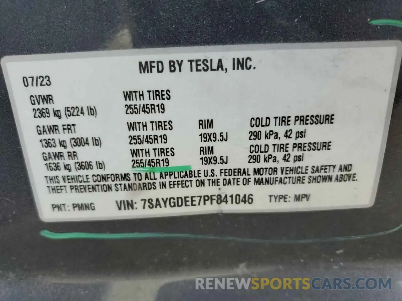 12 Photograph of a damaged car 7SAYGDEE7PF841046 TESLA MODEL Y 2023