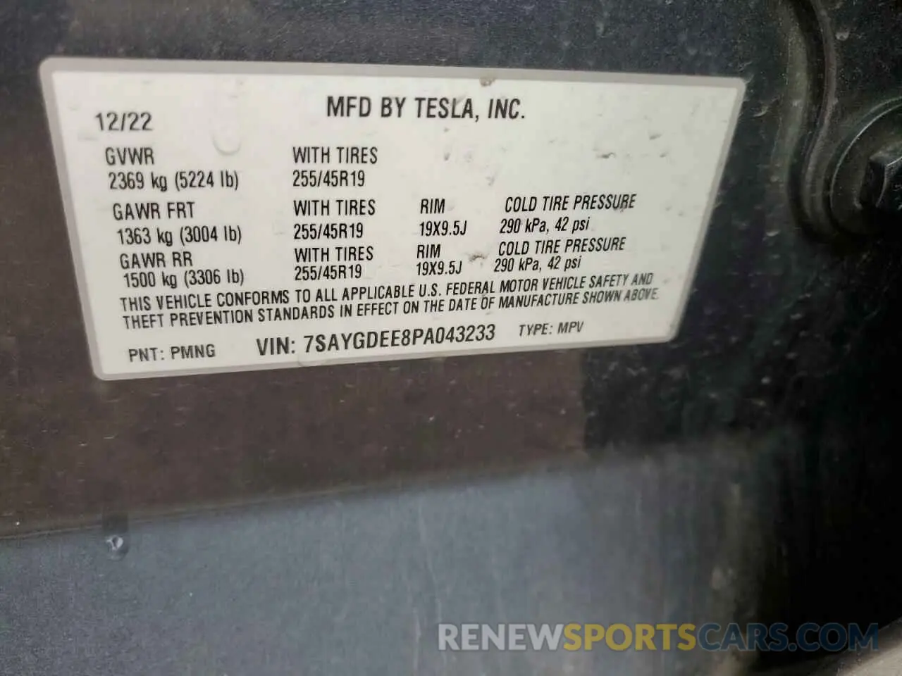13 Фотография поврежденного автомобиля 7SAYGDEE8PA043233 TESLA MODEL Y 2023