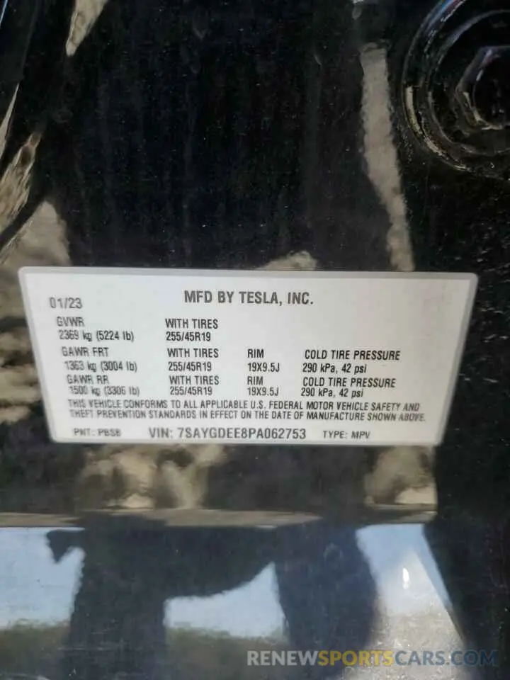 13 Фотография поврежденного автомобиля 7SAYGDEE8PA062753 TESLA MODEL Y 2023