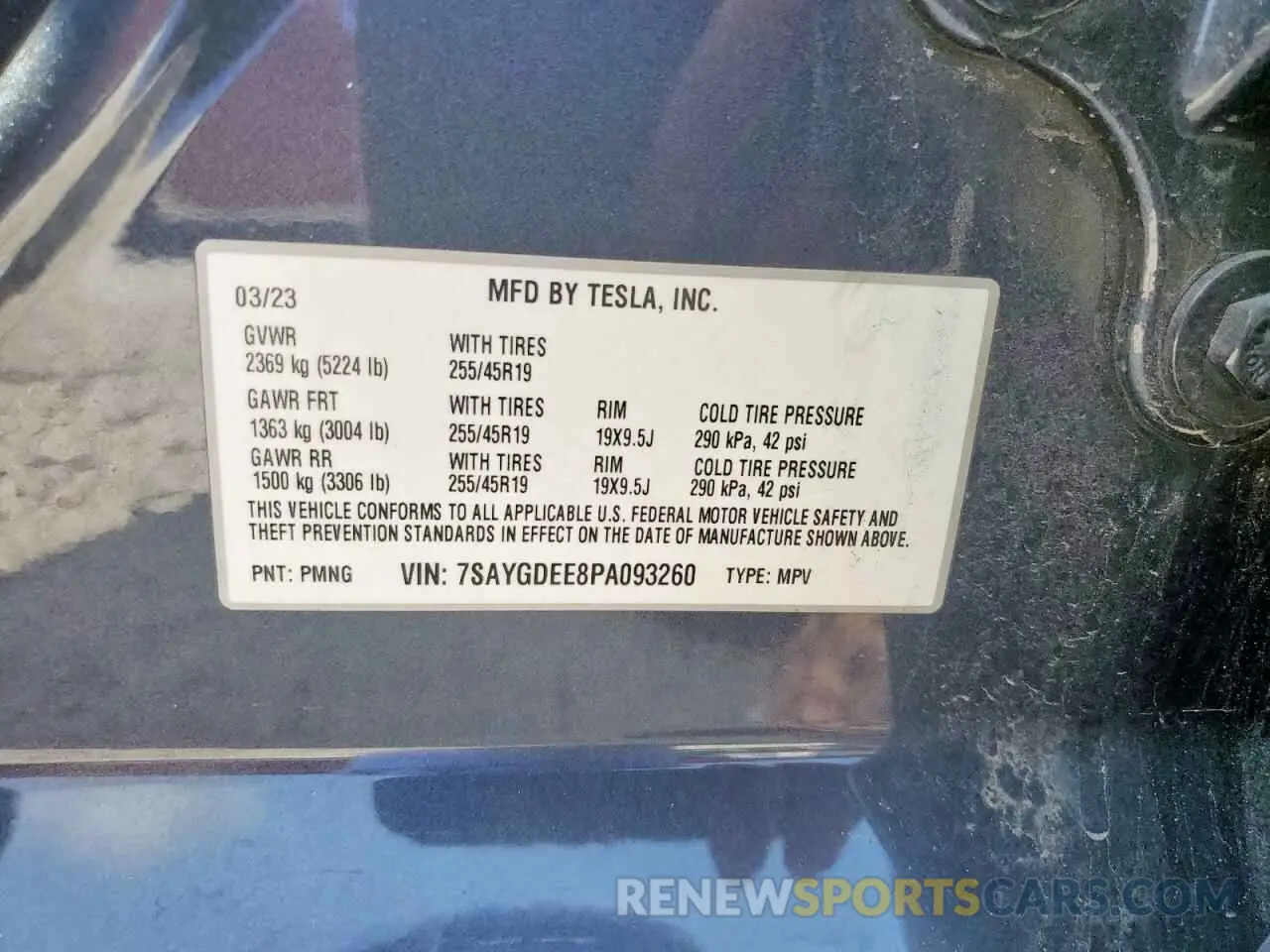 13 Photograph of a damaged car 7SAYGDEE8PA093260 TESLA MODEL Y 2023