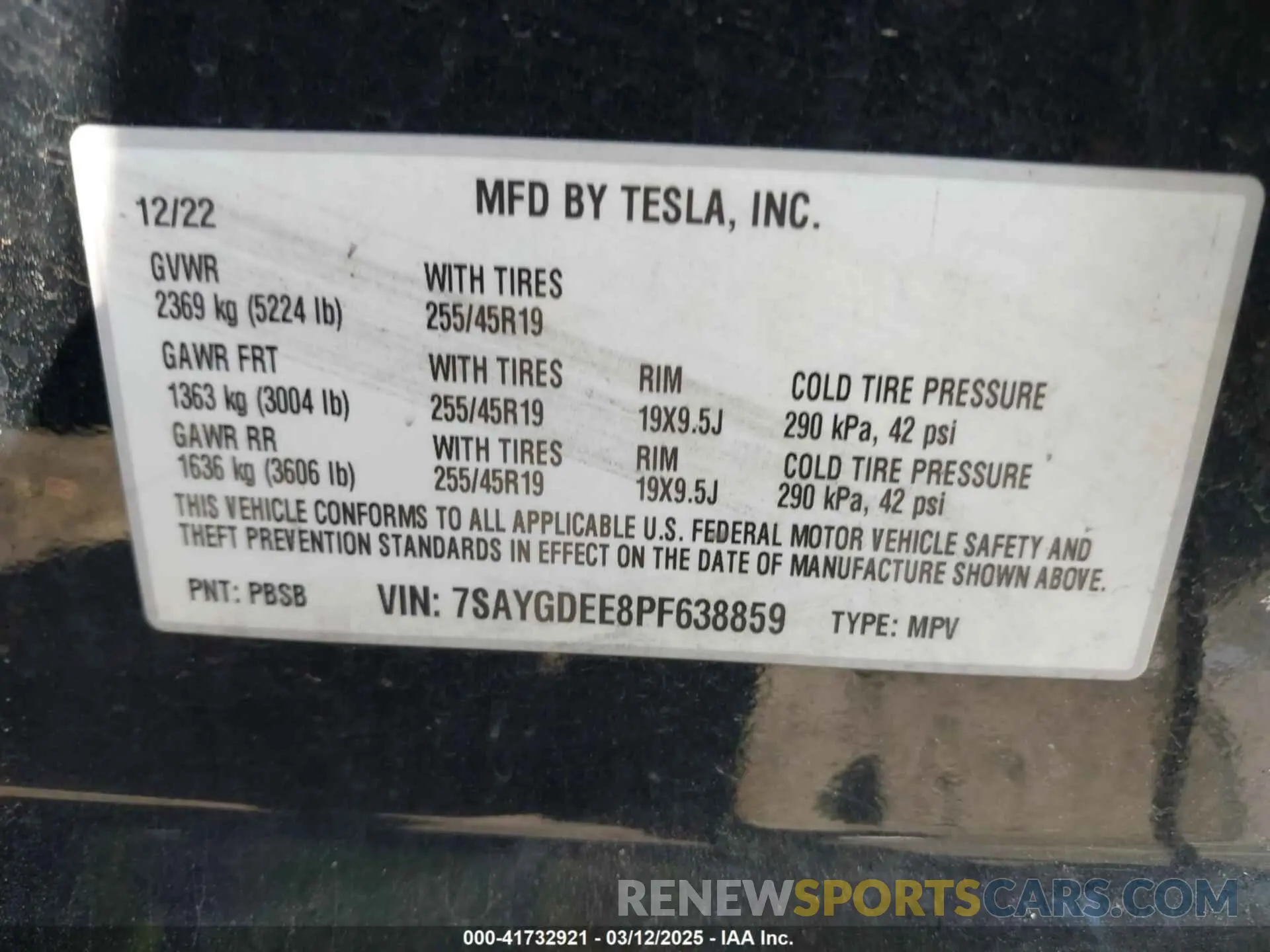 9 Photograph of a damaged car 7SAYGDEE8PF638859 TESLA MODEL Y 2023