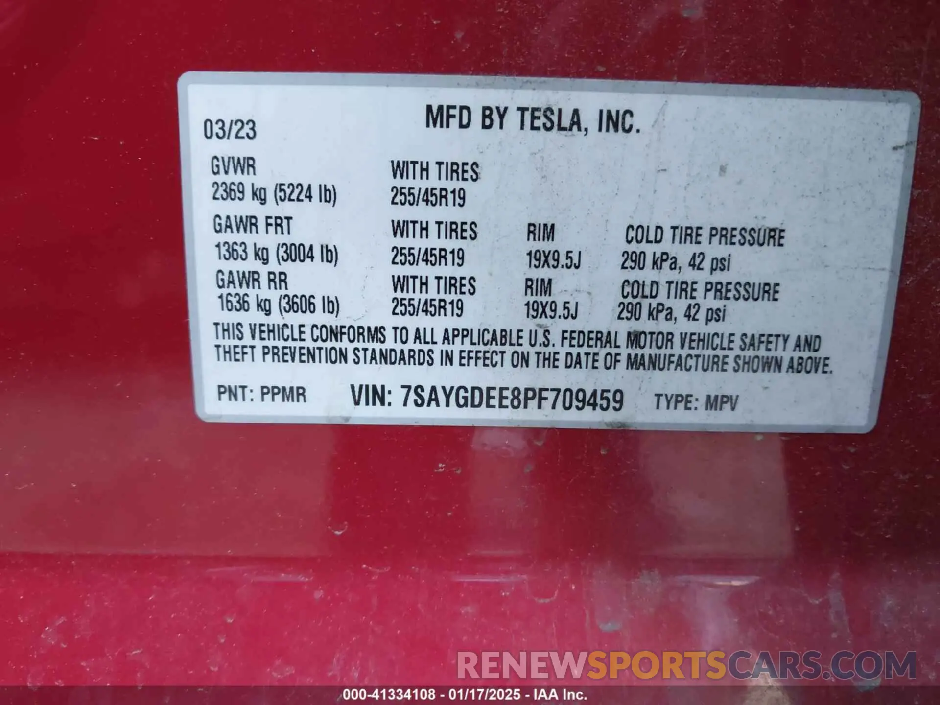 9 Photograph of a damaged car 7SAYGDEE8PF709459 TESLA MODEL Y 2023
