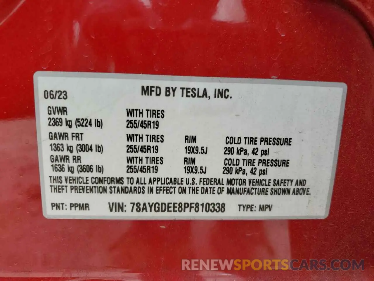 15 Фотография поврежденного автомобиля 7SAYGDEE8PF810338 TESLA MODEL Y 2023