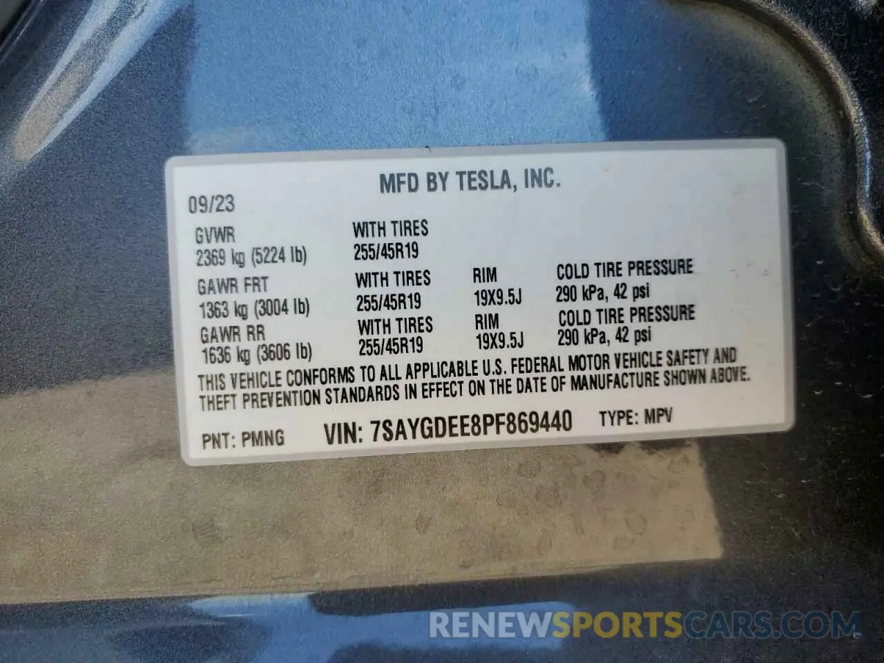 13 Фотография поврежденного автомобиля 7SAYGDEE8PF869440 TESLA MODEL Y 2023