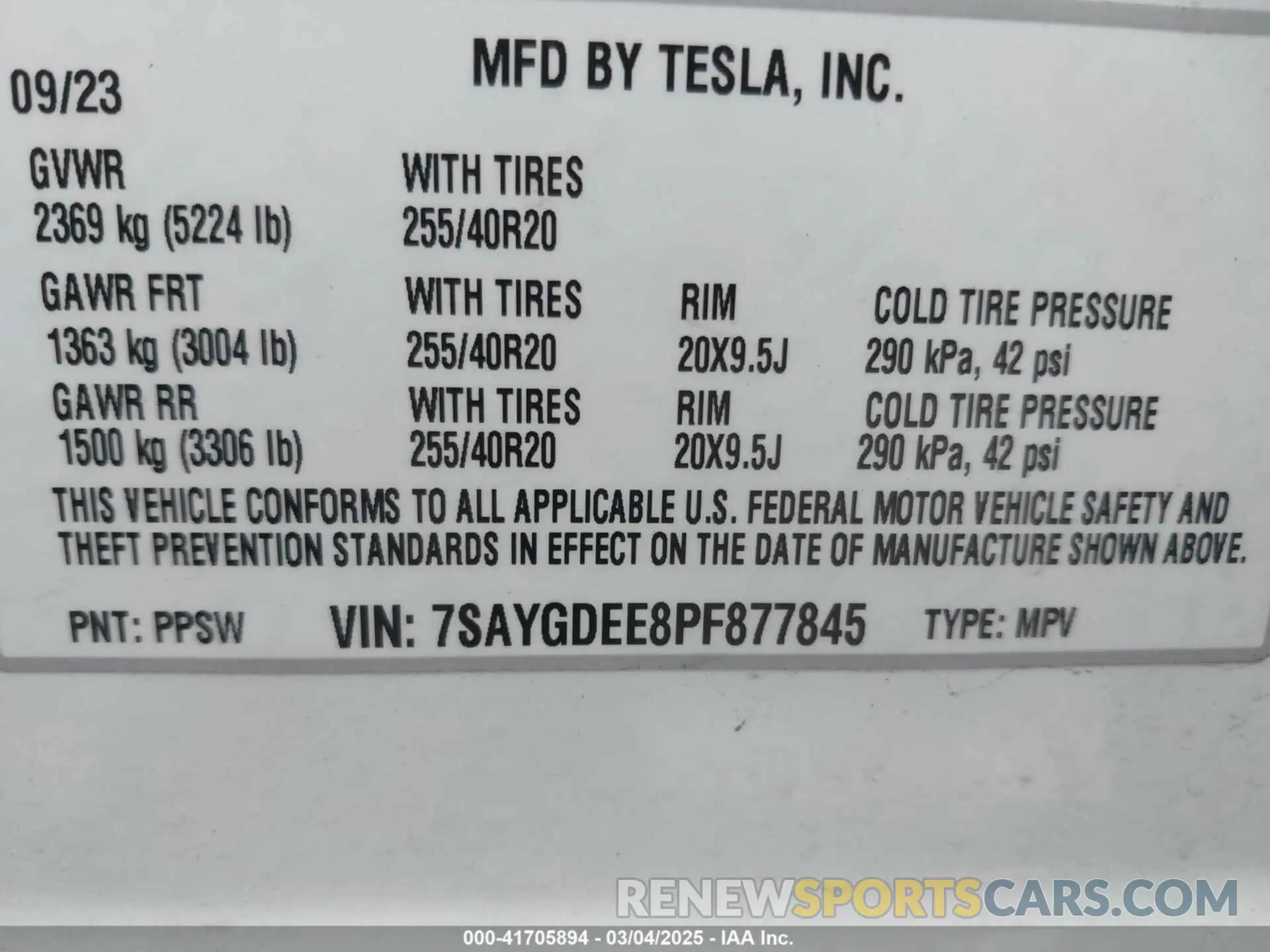 9 Photograph of a damaged car 7SAYGDEE8PF877845 TESLA MODEL Y 2023
