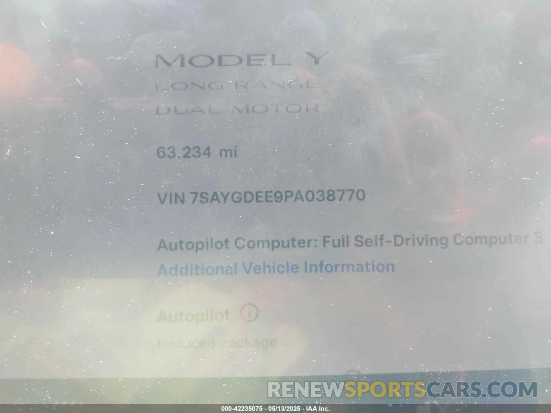 7 Фотография поврежденного автомобиля 7SAYGDEE9PA038770 TESLA MODEL Y 2023