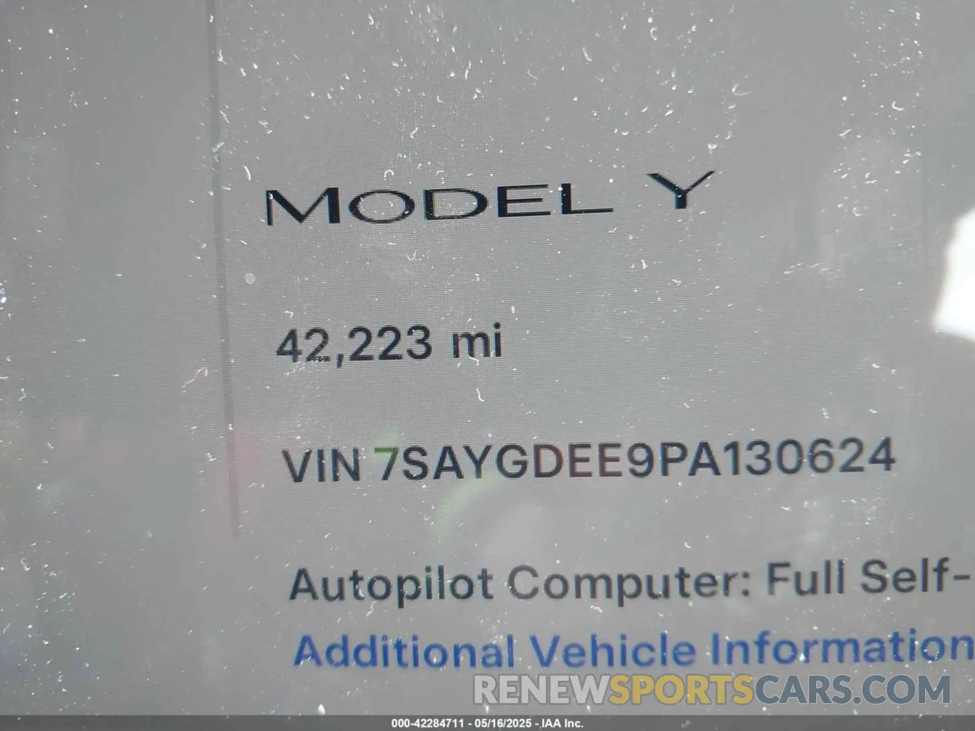 15 Фотография поврежденного автомобиля 7SAYGDEE9PA130624 TESLA MODEL Y 2023