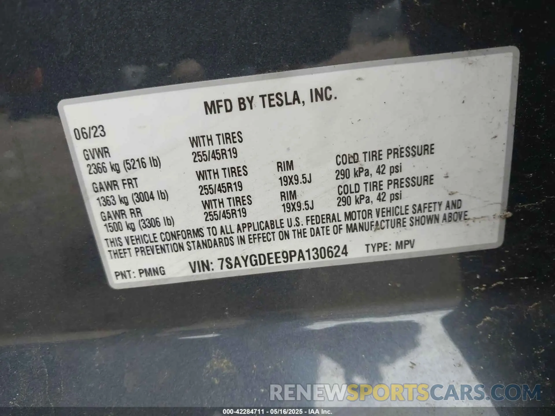 9 Фотография поврежденного автомобиля 7SAYGDEE9PA130624 TESLA MODEL Y 2023