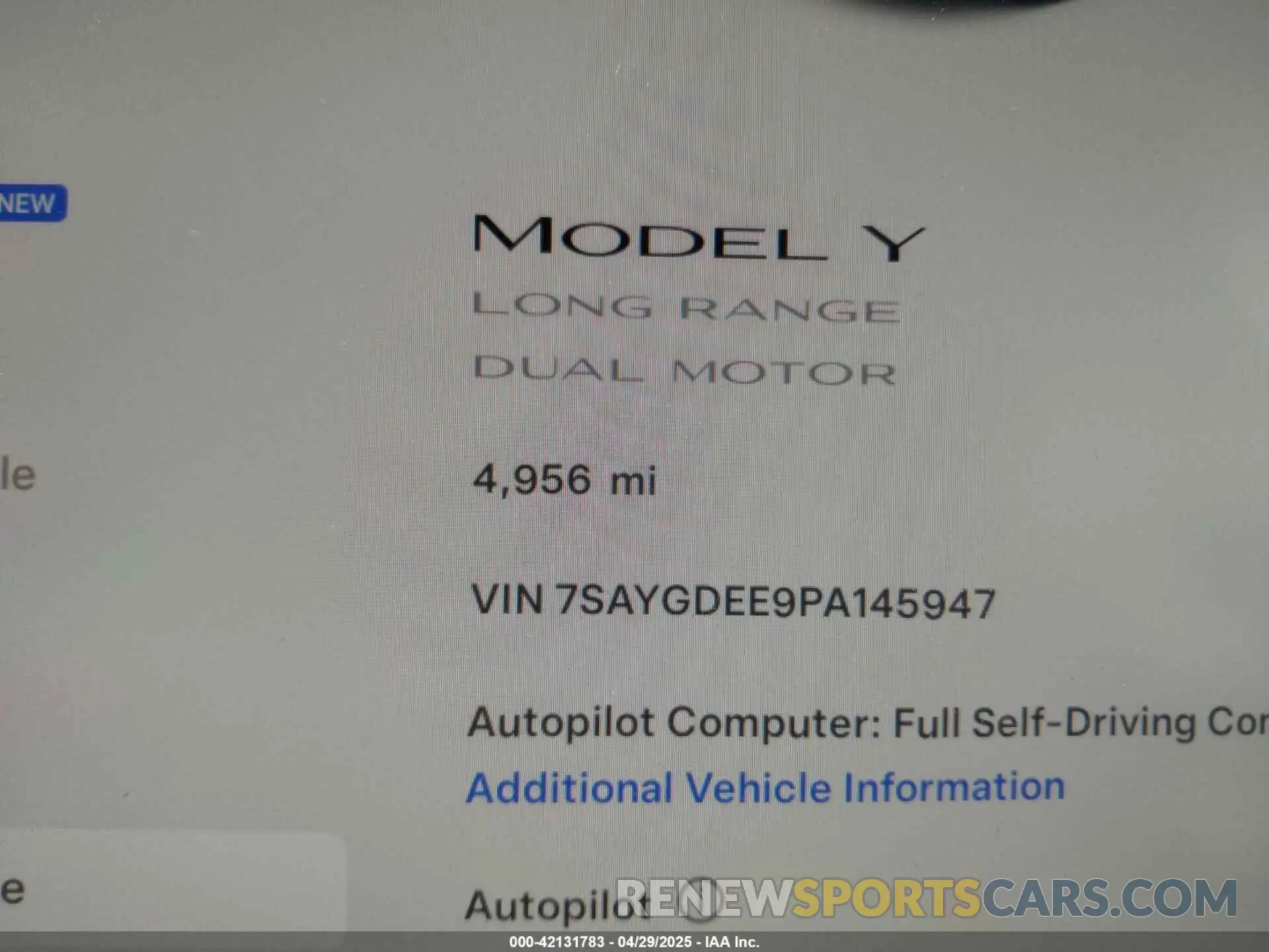 16 Photograph of a damaged car 7SAYGDEE9PA145947 TESLA MODEL Y 2023