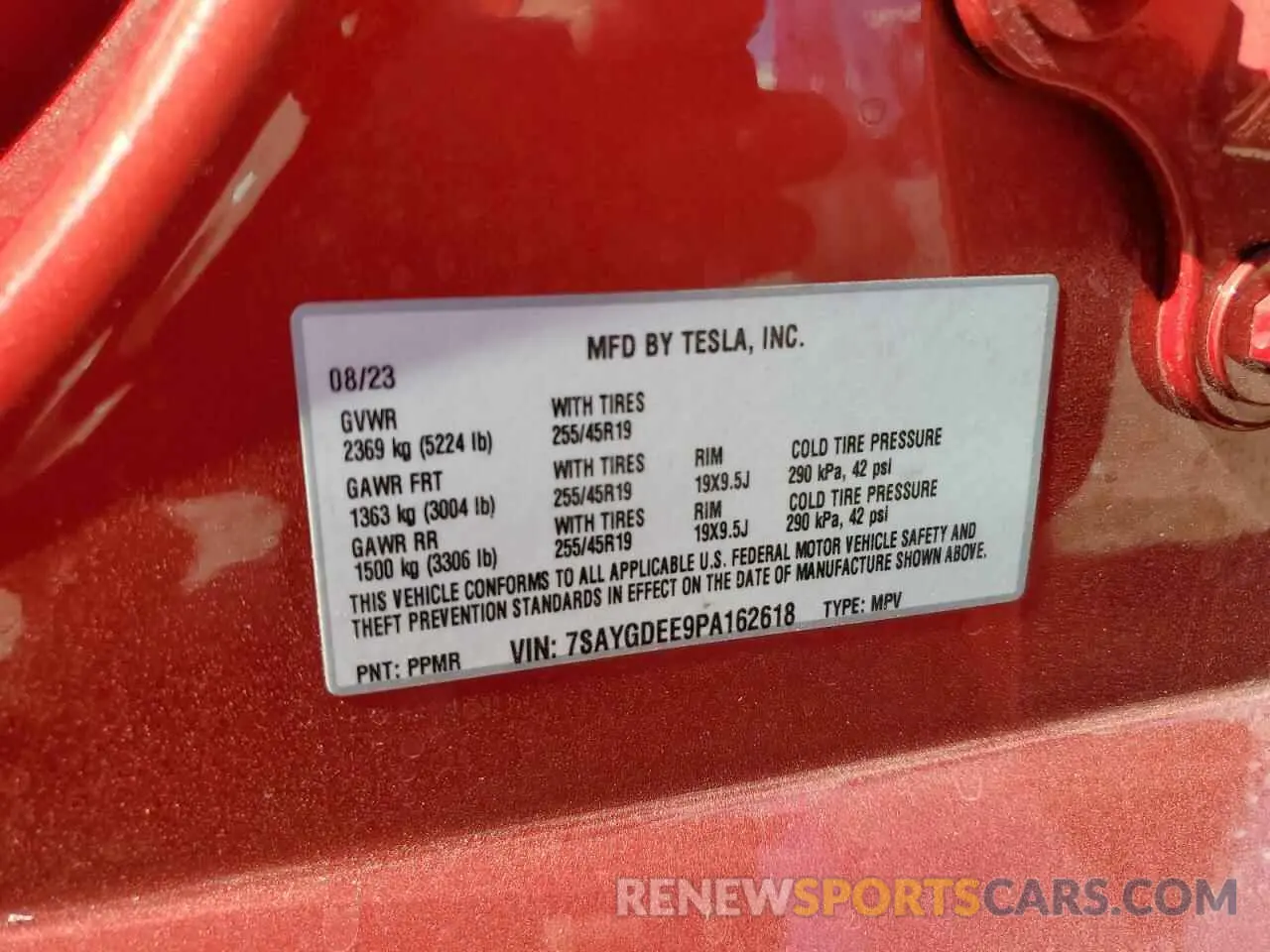 13 Photograph of a damaged car 7SAYGDEE9PA162618 TESLA MODEL Y 2023