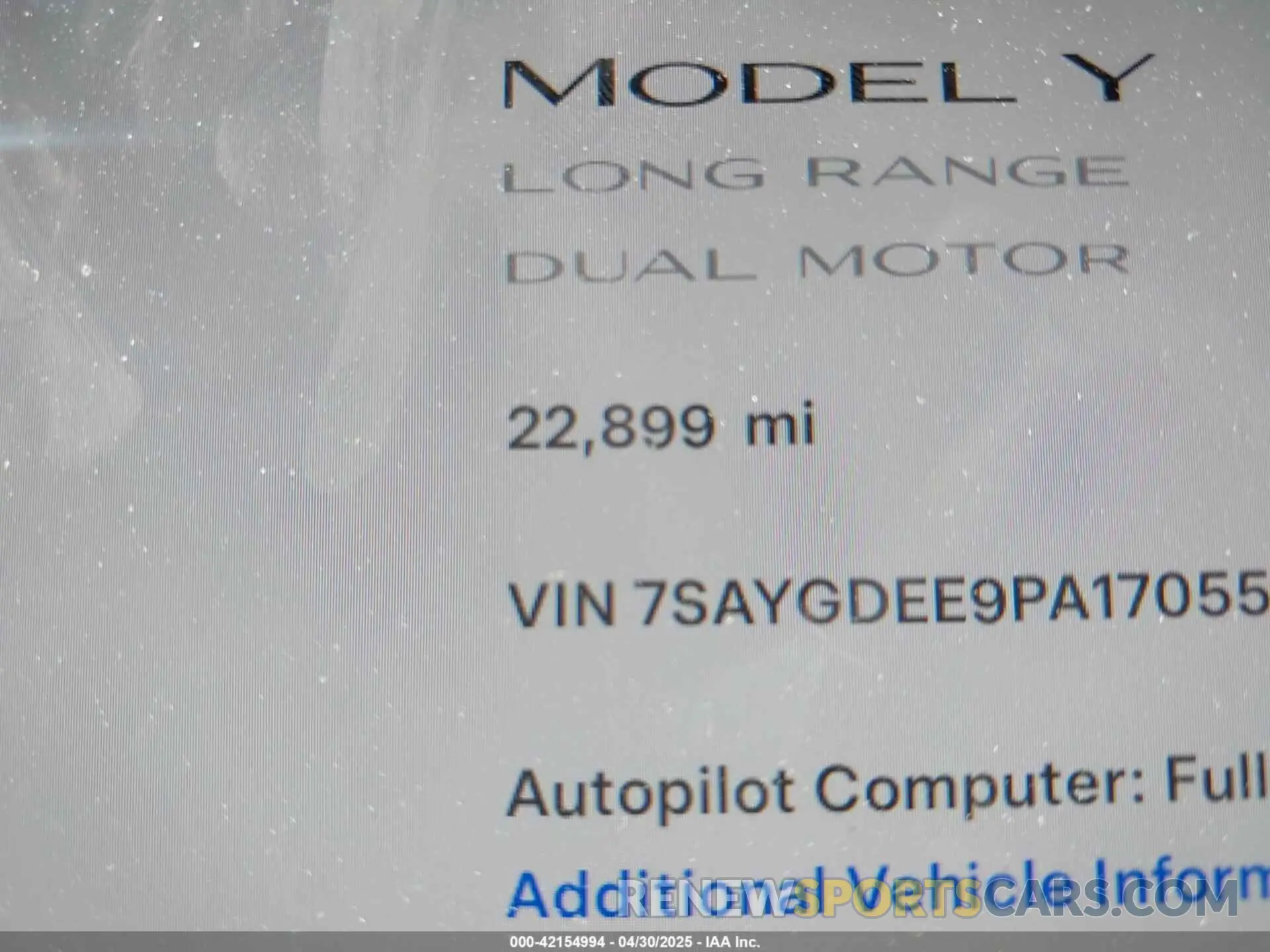 7 Фотография поврежденного автомобиля 7SAYGDEE9PA170556 TESLA MODEL Y 2023