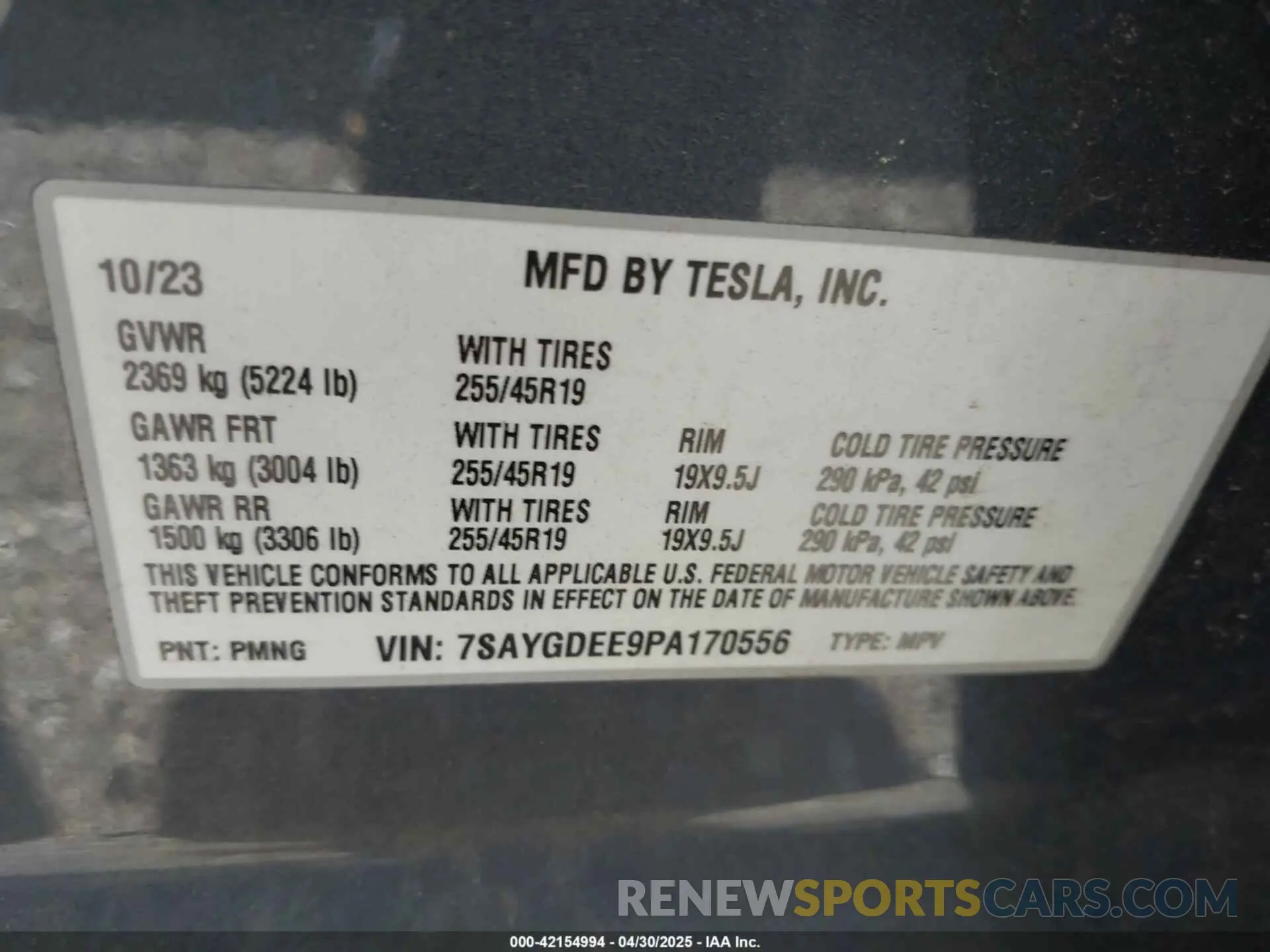 9 Фотография поврежденного автомобиля 7SAYGDEE9PA170556 TESLA MODEL Y 2023