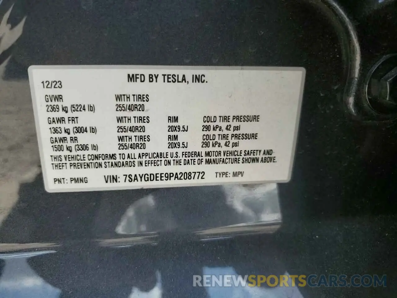 13 Фотография поврежденного автомобиля 7SAYGDEE9PA208772 TESLA MODEL Y 2023