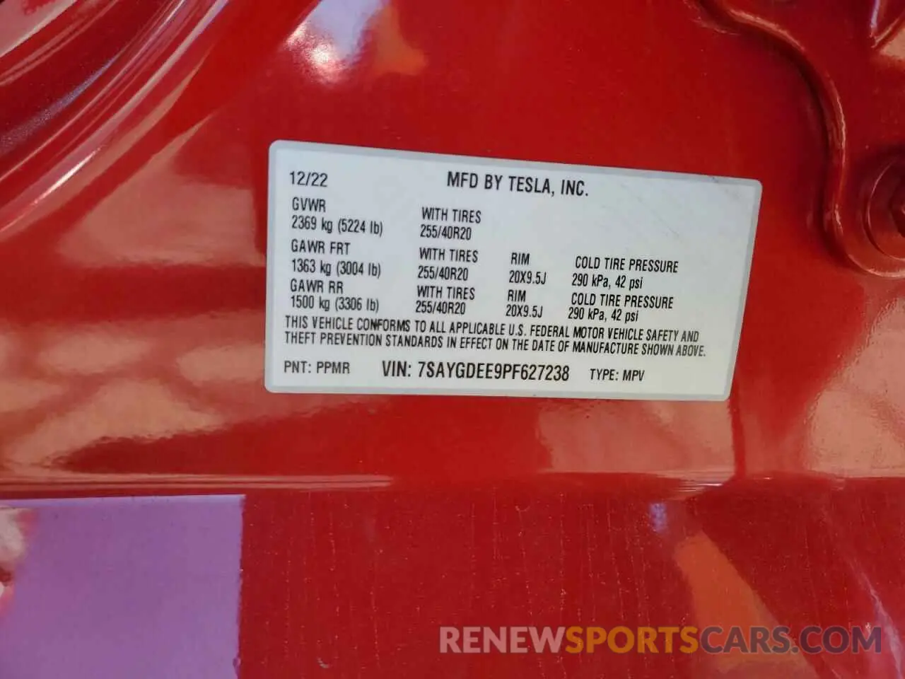 15 Photograph of a damaged car 7SAYGDEE9PF627238 TESLA MODEL Y 2023