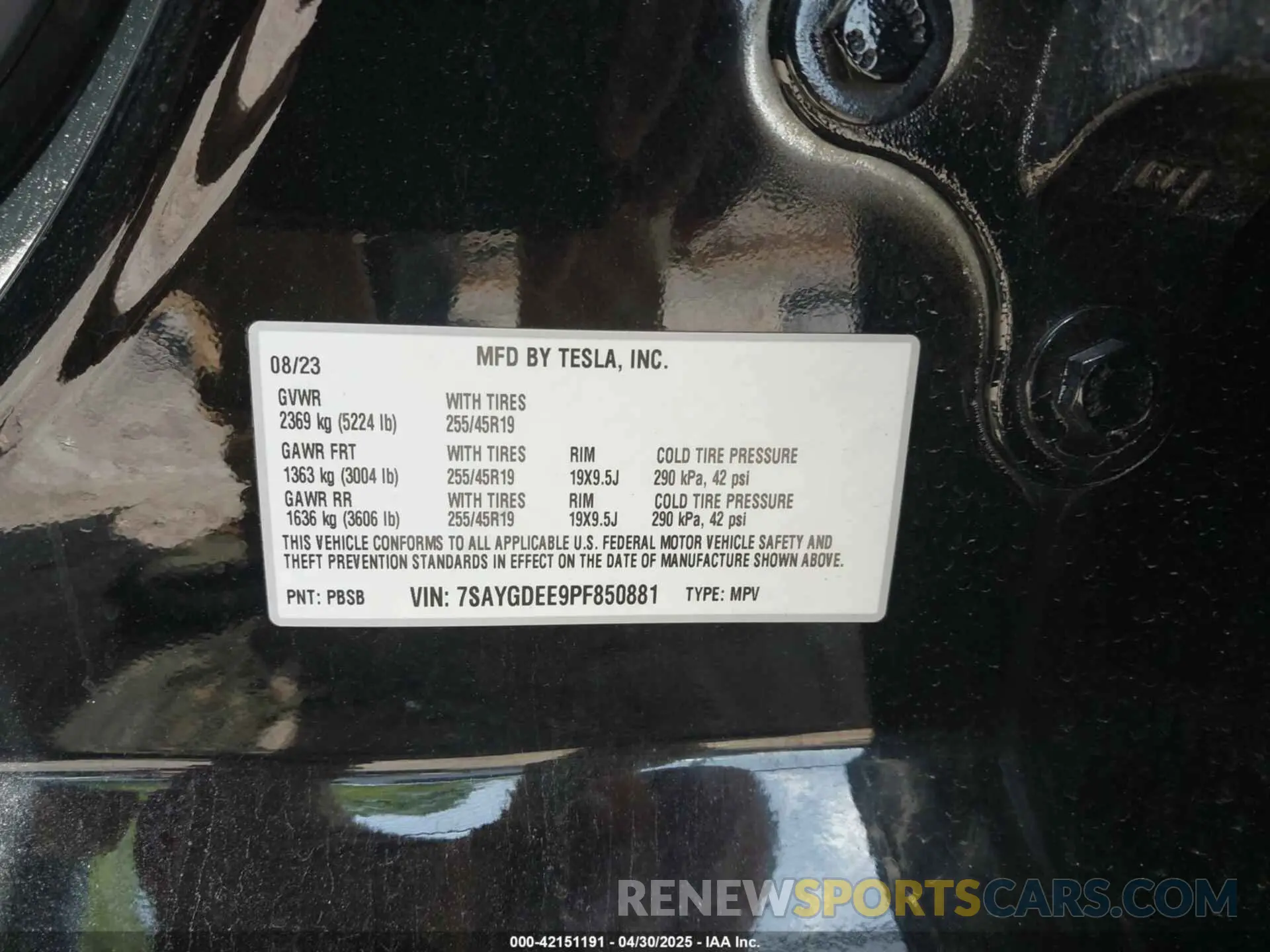 9 Фотография поврежденного автомобиля 7SAYGDEE9PF850881 TESLA MODEL Y 2023