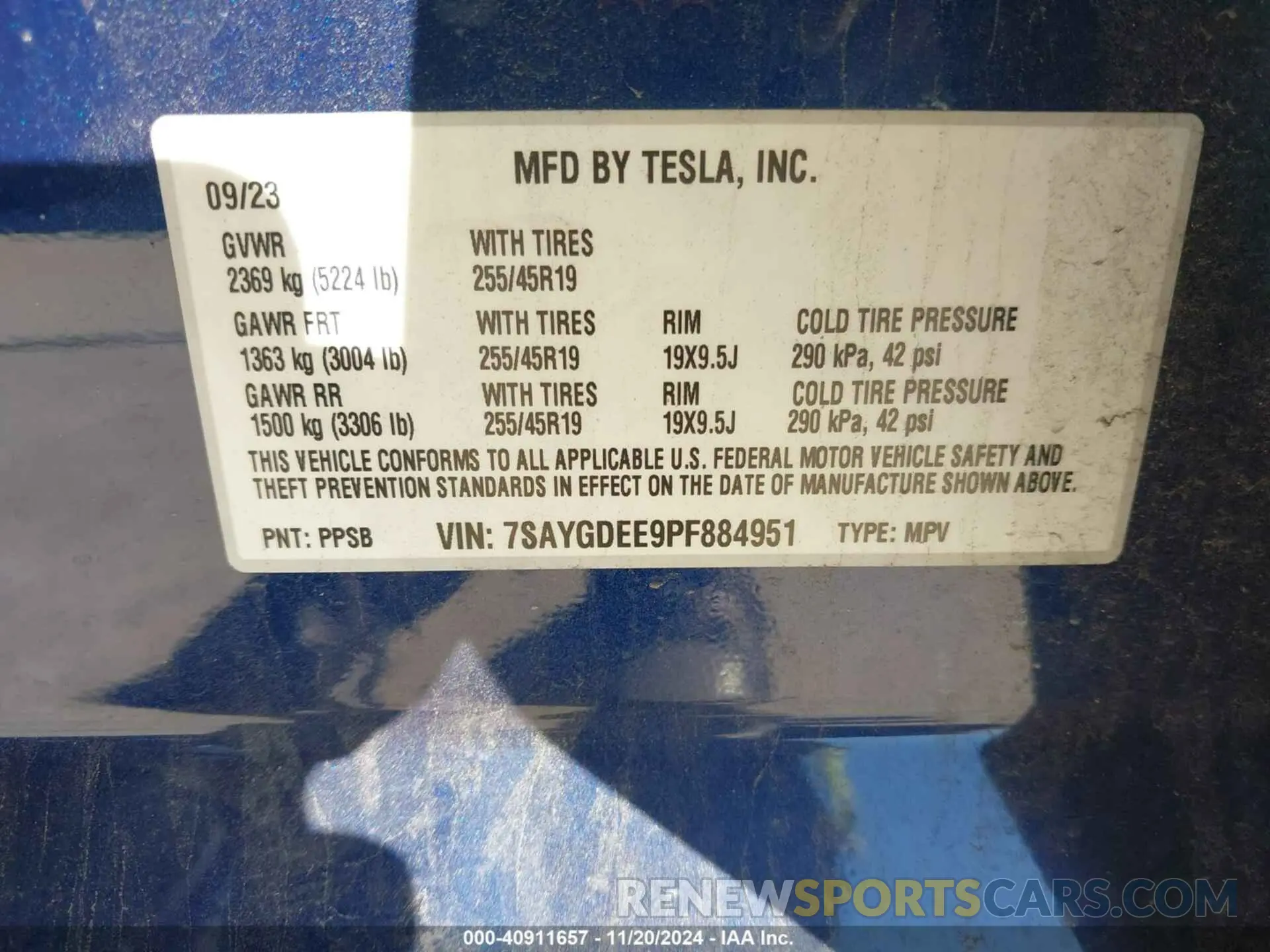 9 Фотография поврежденного автомобиля 7SAYGDEE9PF884951 TESLA MODEL Y 2023