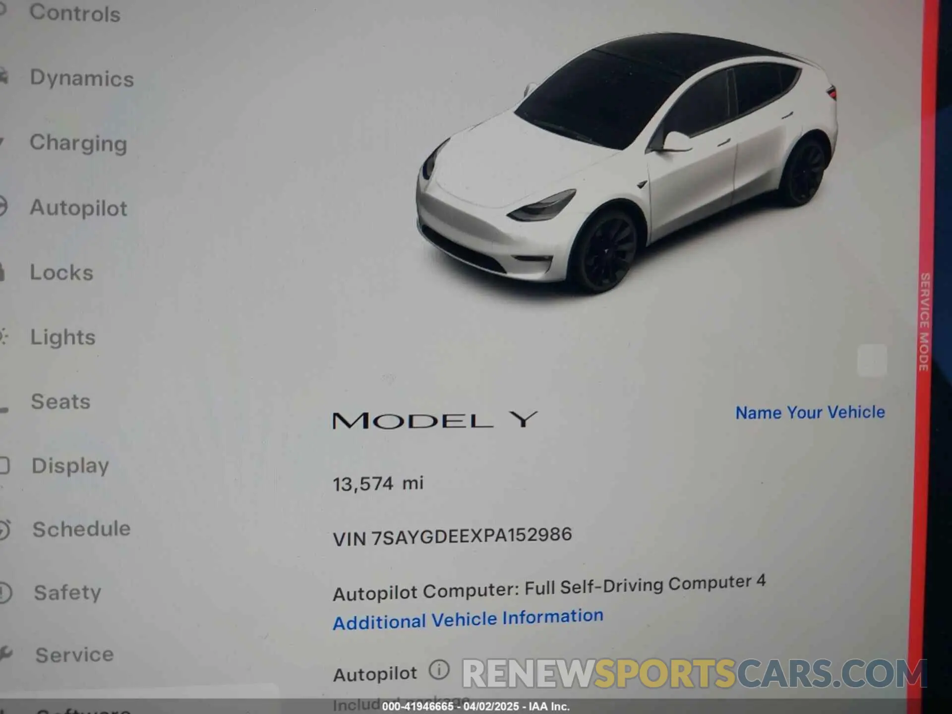 7 Фотография поврежденного автомобиля 7SAYGDEEXPA152986 TESLA MODEL Y 2023