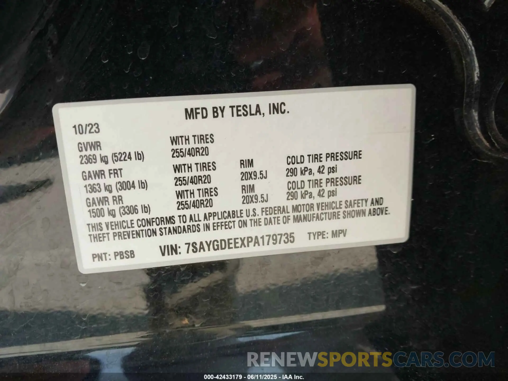 9 Фотография поврежденного автомобиля 7SAYGDEEXPA179735 TESLA MODEL Y 2023