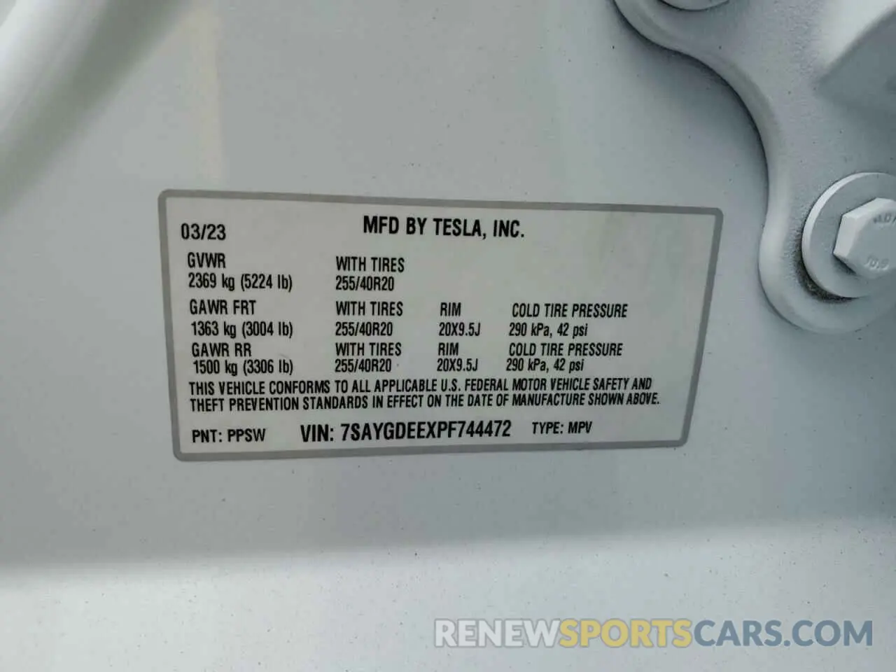 12 Фотография поврежденного автомобиля 7SAYGDEEXPF744472 TESLA MODEL Y 2023