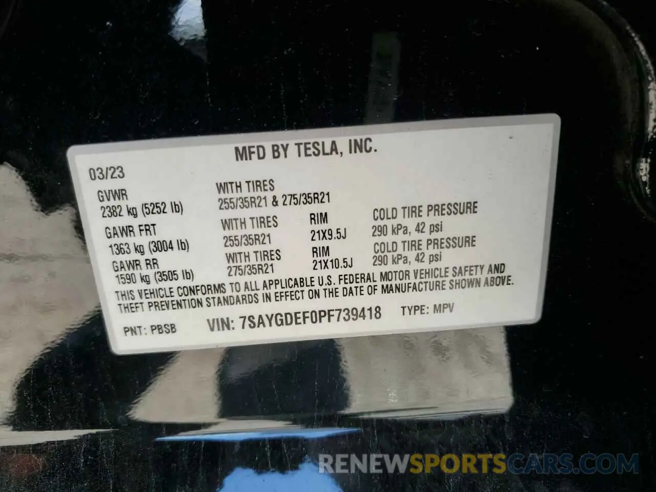 15 Photograph of a damaged car 7SAYGDEF0PF739418 TESLA MODEL Y 2023