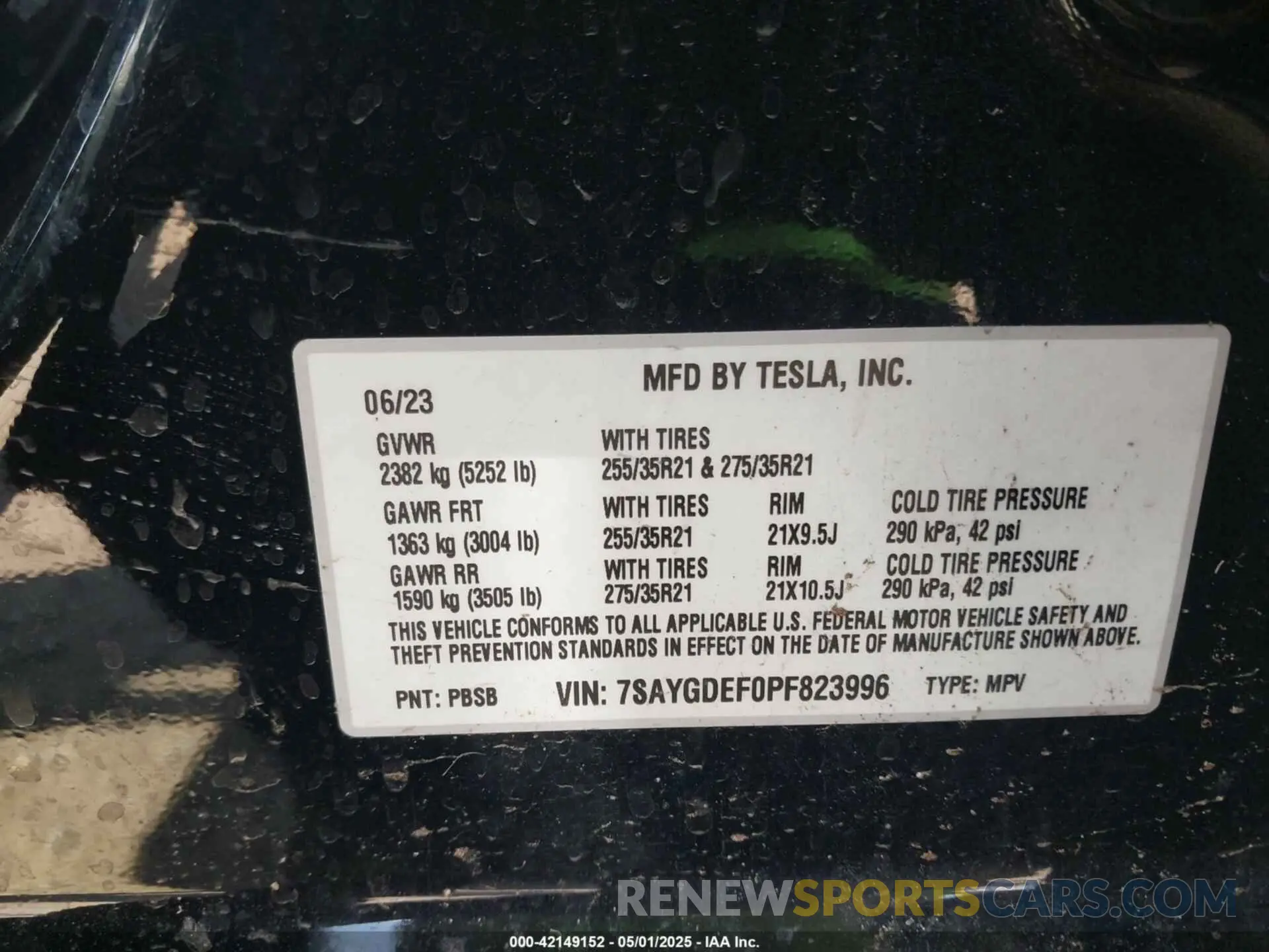 9 Фотография поврежденного автомобиля 7SAYGDEF0PF823996 TESLA MODEL Y 2023