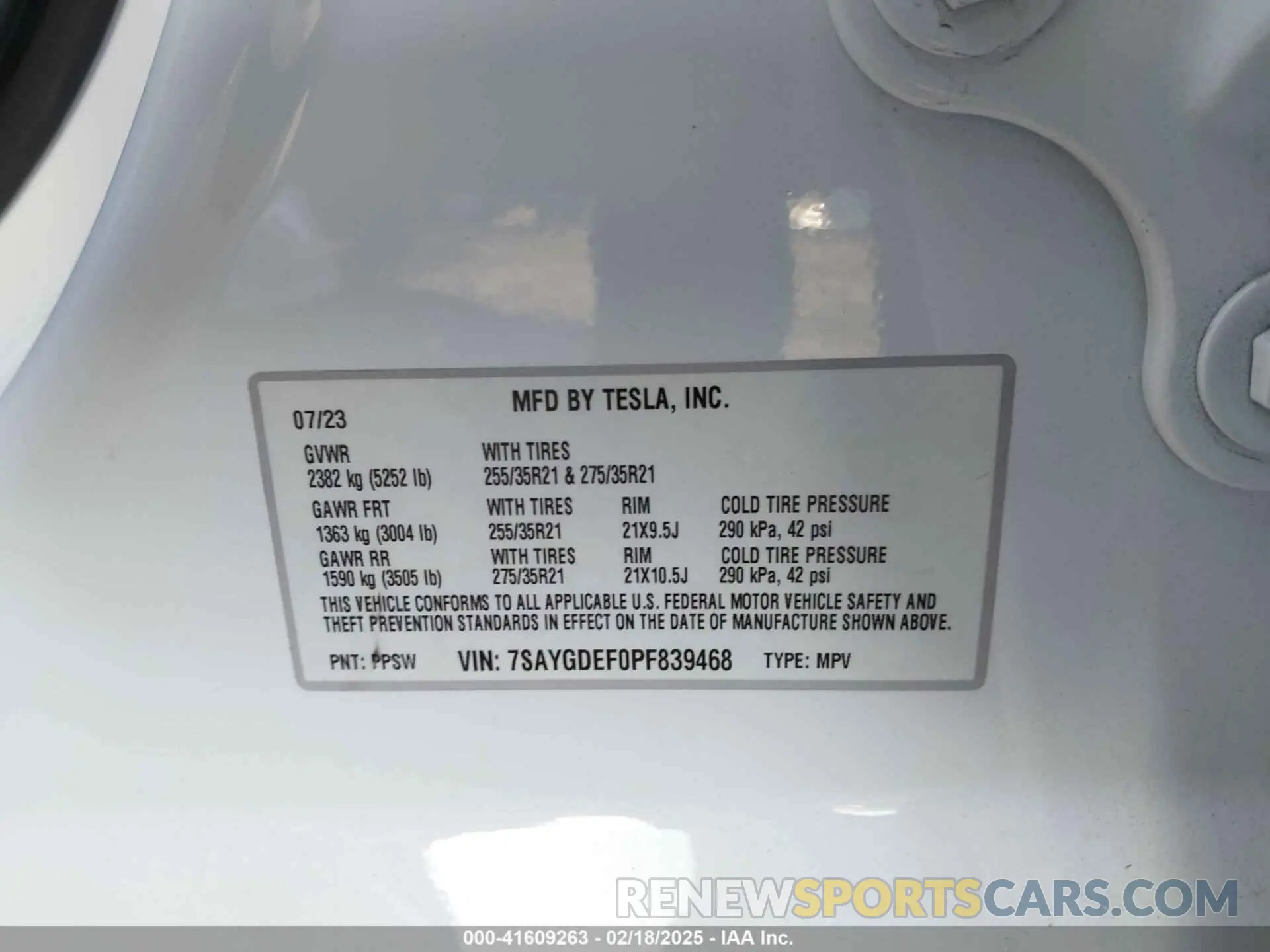 9 Фотография поврежденного автомобиля 7SAYGDEF0PF839468 TESLA MODEL Y 2023
