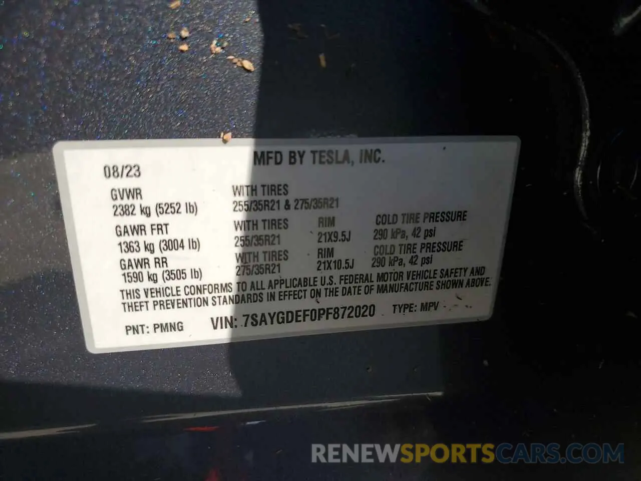 13 Фотография поврежденного автомобиля 7SAYGDEF0PF872020 TESLA MODEL Y 2023